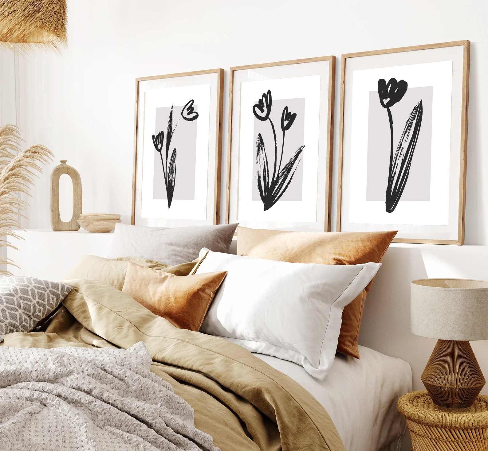 Black and White Wall Art Prints Set of 3 Downloadable Art Prints Living ...