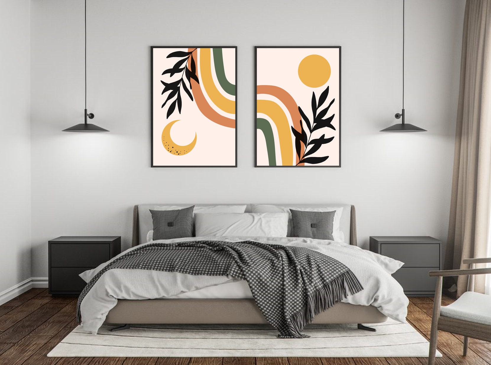 Boho Bedroom Wall Decor Boho Wall Art Prints Modern Wall Art Etsy
