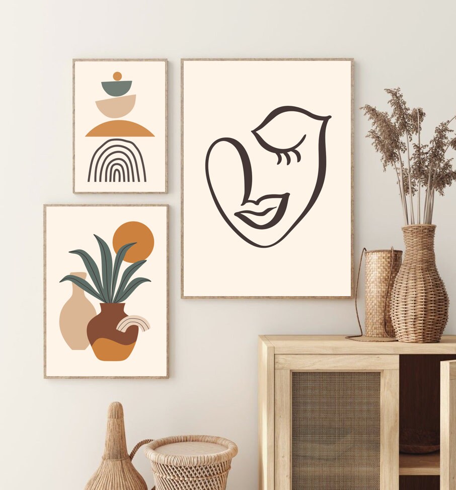 Boho Wall Prints Set of 6 Boho Prints Boho Wall Decor Boho Etsy