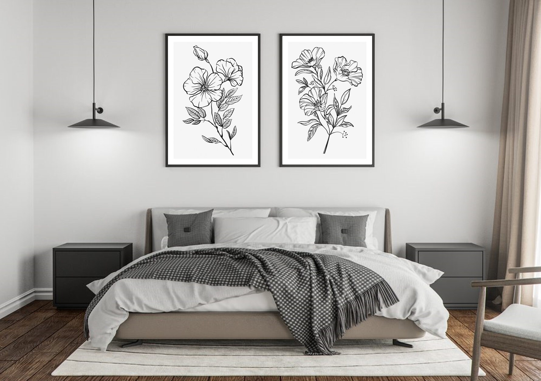 Black and White Wall Art Set of 3 Prints Downloadable Art Prints Living ...