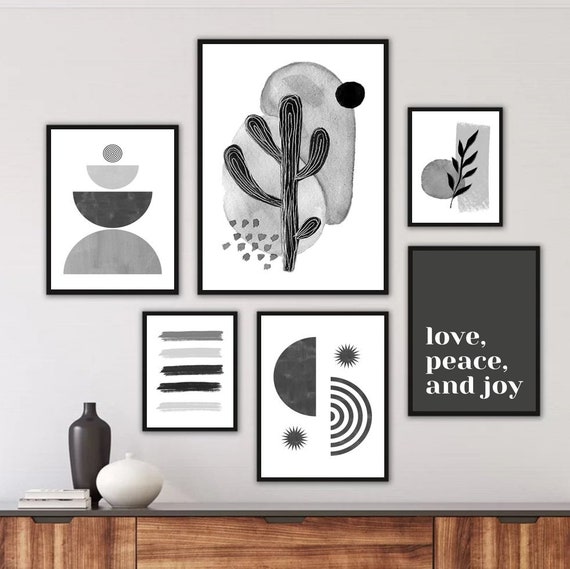 Black and White Wall Art Black and White Prints Boho Wall Etsy