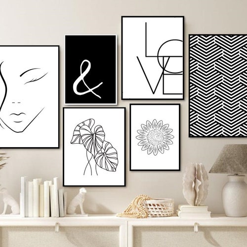 Black and White Abstract Wall Art Black and White Prints Etsy