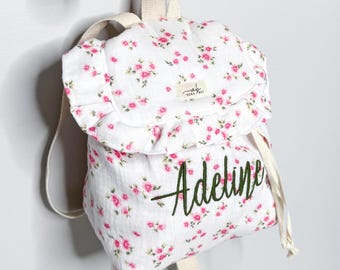Personalized Toddler Backpack with Name Handmade Quilted Kids Backpack Floral Preschool Bag Monogram Daycare Custom Baby Gift Bag