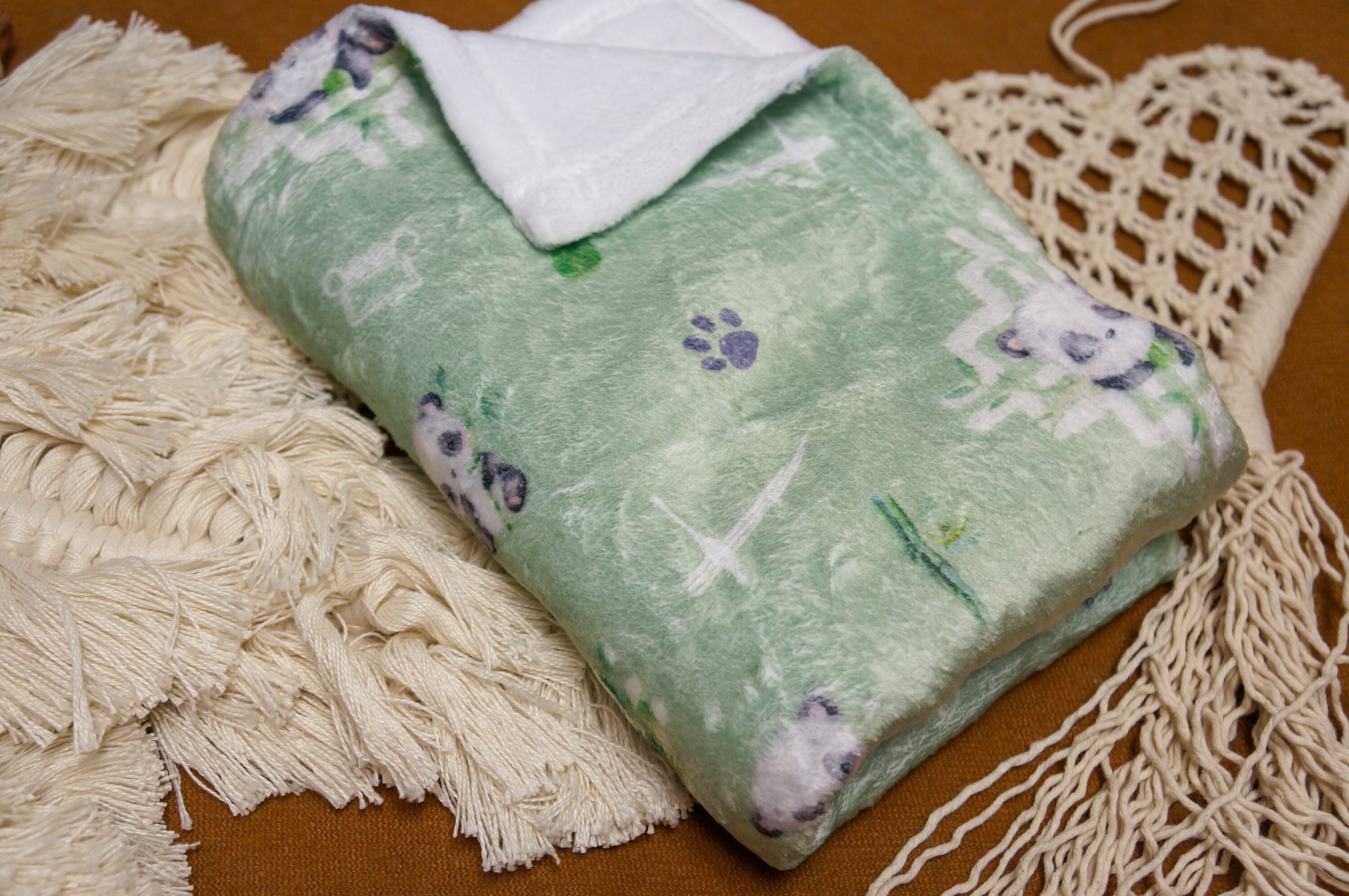 Tiger and Panda Hmong Inspired Minky Blankets Baby Hmong Blankets