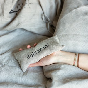 Relaxation eye pillow with personalized loving inscription, with Flaxseed, Yoga accessories, Meditation pillow, Eye Mask, Spa gift, Hemp
