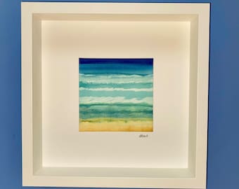 Grandes paisajes marinos - Pintura de acuarela original firmada y enmarcada (grande)