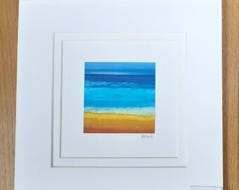 Pintura de acuarela original firmada (SSL1) inspirada en las playas de Cornualles