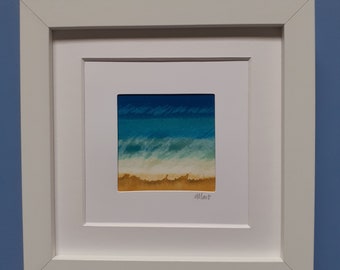 Small Seascapes - Original pintura de acuarela en miniatura firmada enmarcada (pequeña)