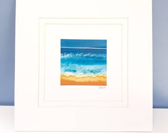 Pintura de paisaje marino de acuarela original firmada (SSL2) inspirada en las playas de Cornualles.