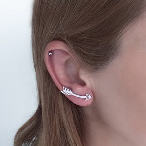 Ear Climber Sterling Silver or Gold Filled, arrow crawler earrings