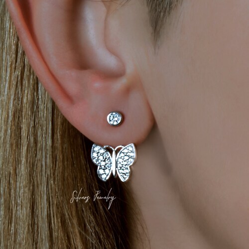 Handcrafted Silver Ear Jacket Earrings Front and Back Etsy