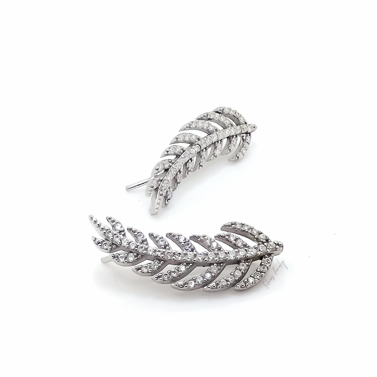 Sterling Silver High Polish Leaf Crawlers