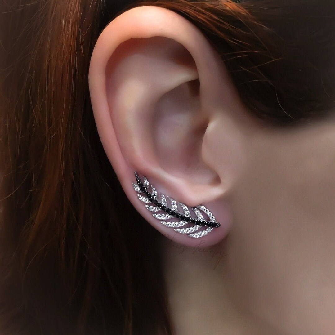 Boucles D'oreilles Grimpantes Argent 925 – Grenat Et Topaze Blanche – Silverspeck