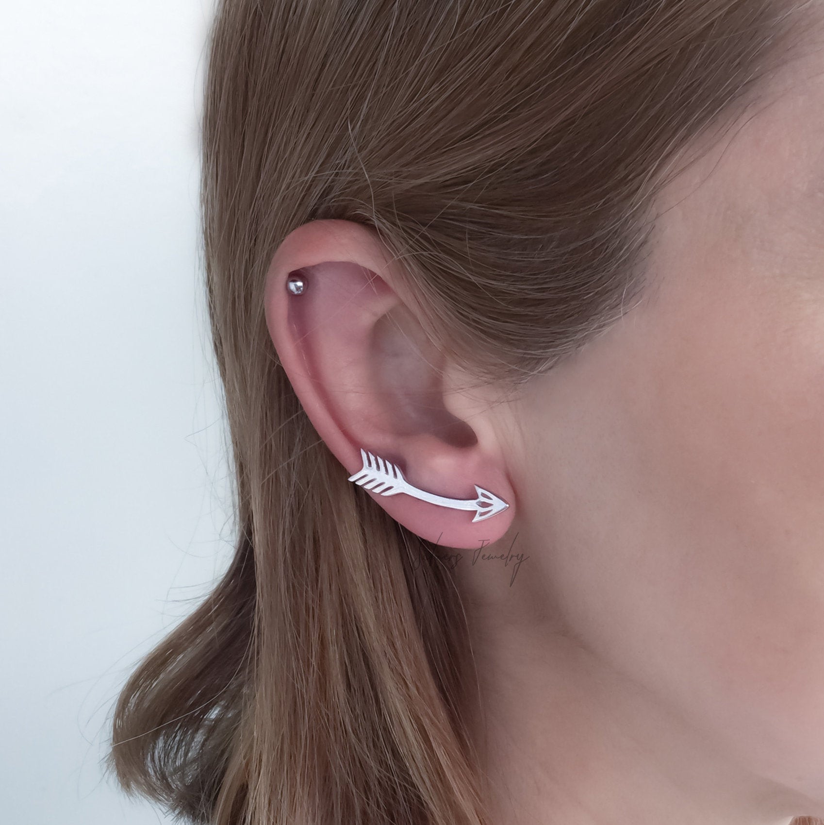 Ear Climber Sterling Silver or Gold Filled, arrow crawler earrings