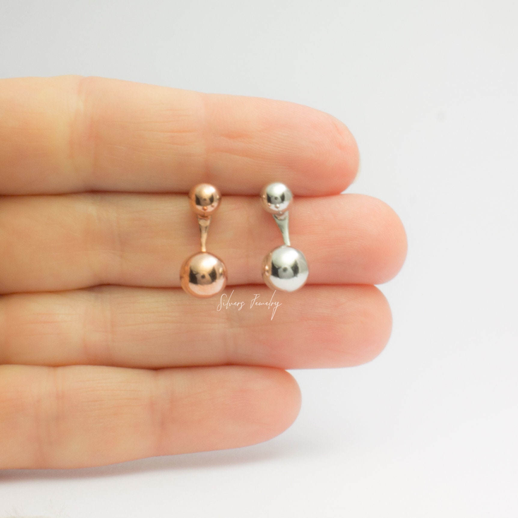 ★TATIANA★ Silver 925 Ball and Egg Ear Jacket Earrings EC19 MUSINSA | TATIANA (Silver 925) Ball and Egg Ear Jacket