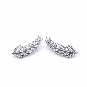 Sterling Silver ear climber, leaf earrings glaromous crawler with clear zircon image 4