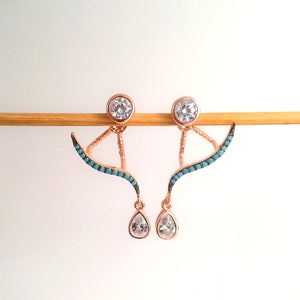 Sterlingzilveren turkoois oorbellen: CZ Solitaire Drop