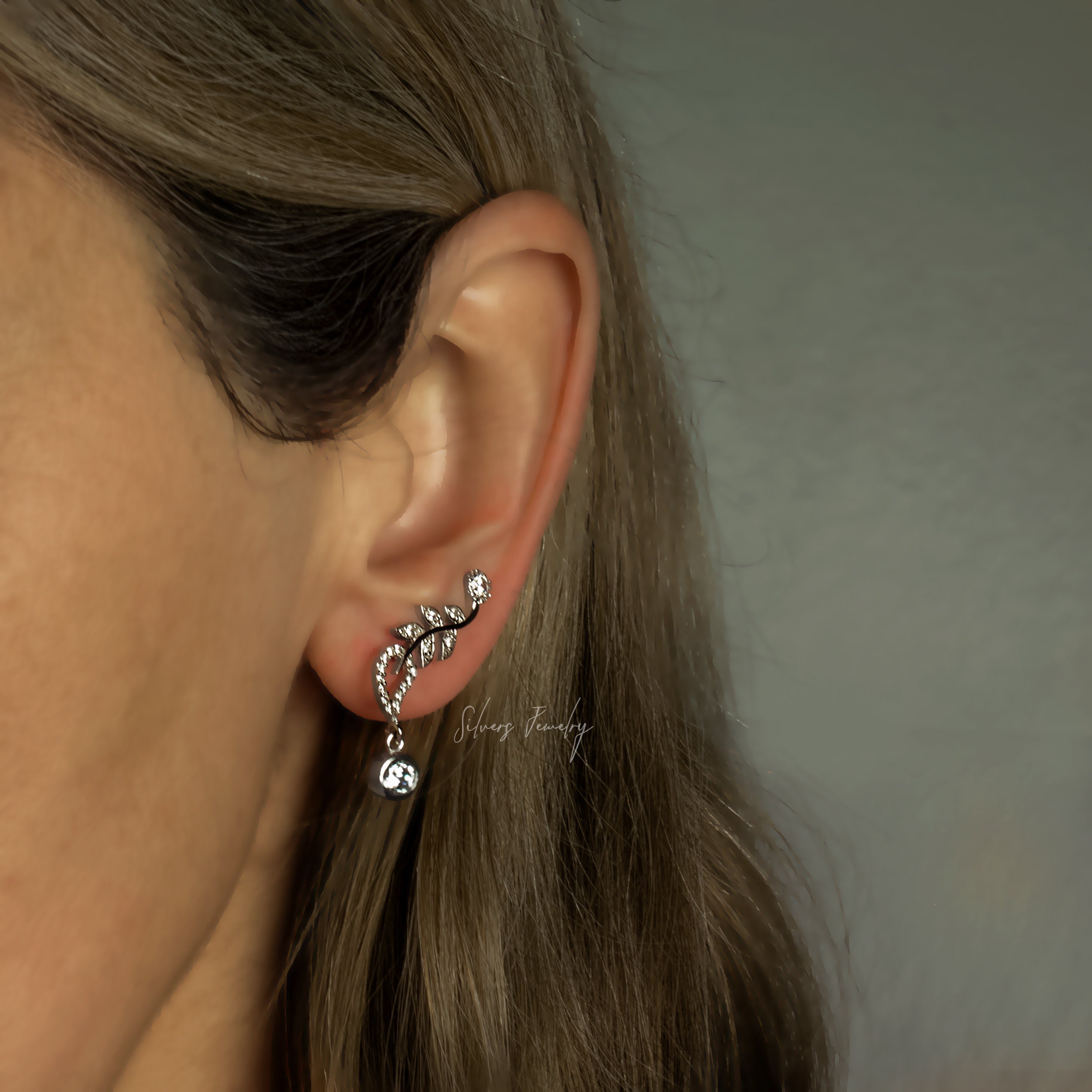Sternvoll Orecchini A Muro (Ear Climber) In Argento 925 Con Zirconi – Eleganti E Fatti A Mano