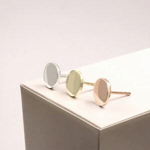 Sterling silver round tiny stud earrings, small minimalist, plain disk pins, cute delicate circle everyday earrings with gold filled option
