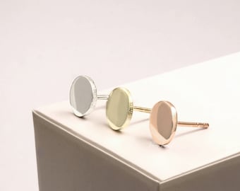 Sterling Silver Tiny Stud Earrings: Minimalist Round Disk Pins