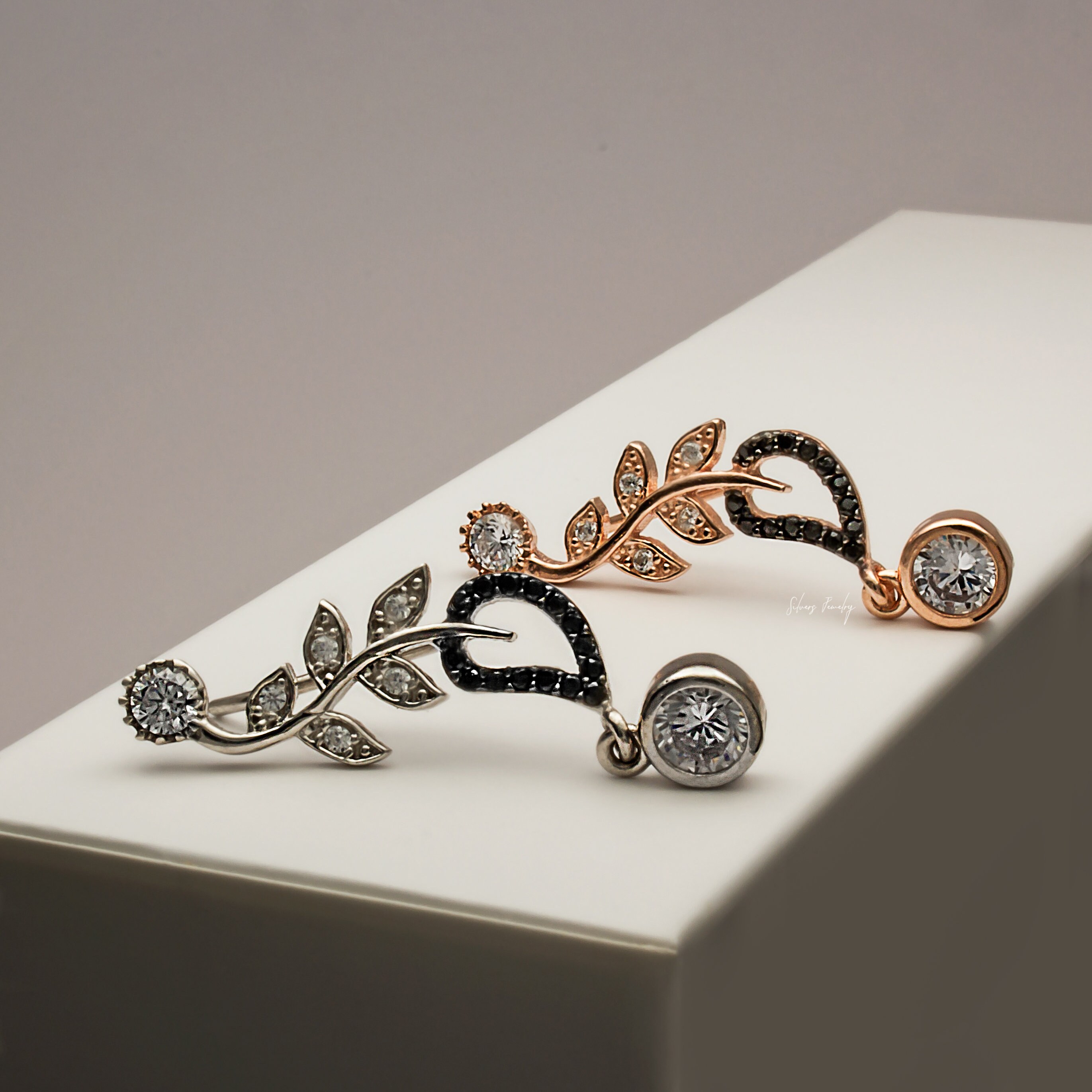 Sternvoll Orecchini A Muro (Ear Climber) In Argento 925 Con Zirconi – Eleganti E Fatti A Mano