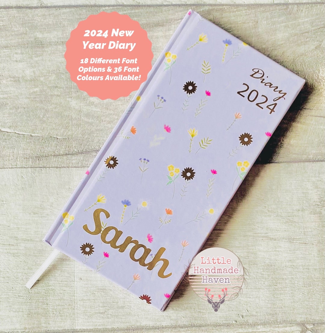 Personalised Slimline 2024 New Year Diary Week to View FLORAL Etsy