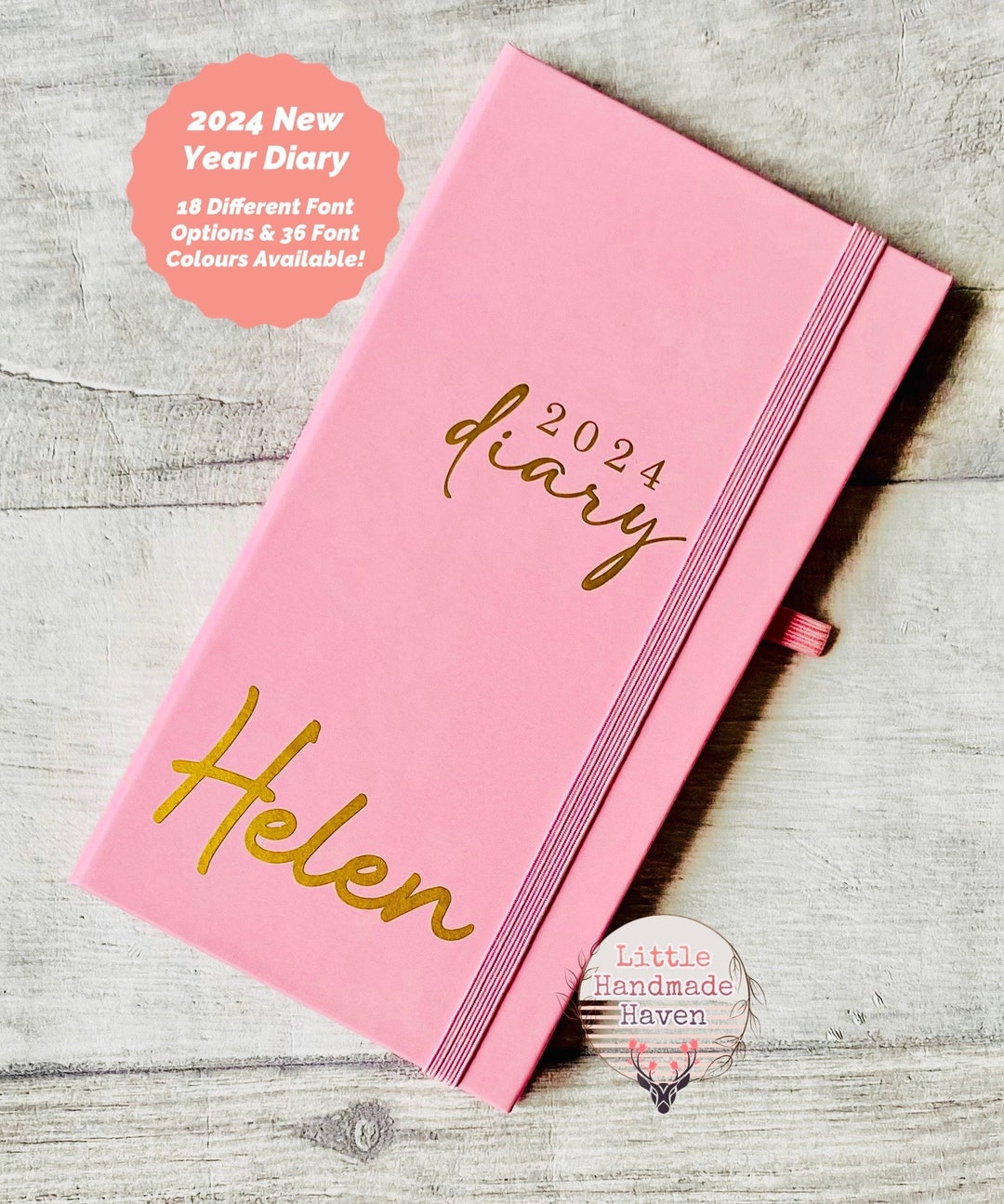 Personalised Slimline 2024 New Year Diary Week to View PINK Etsy
