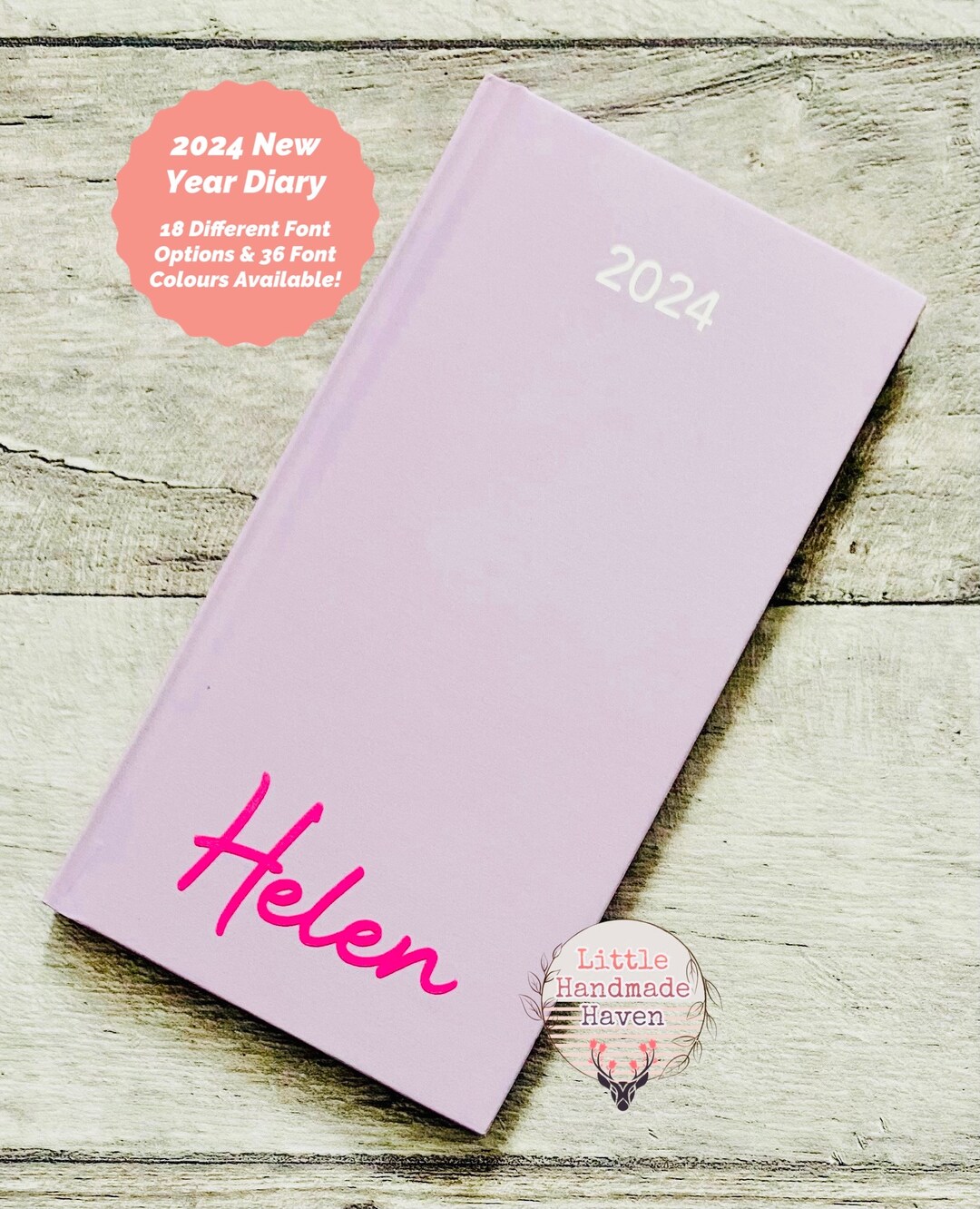 Personalised Slimline 2024 New Year Diary Week to View PLAIN PINK Etsy UK
