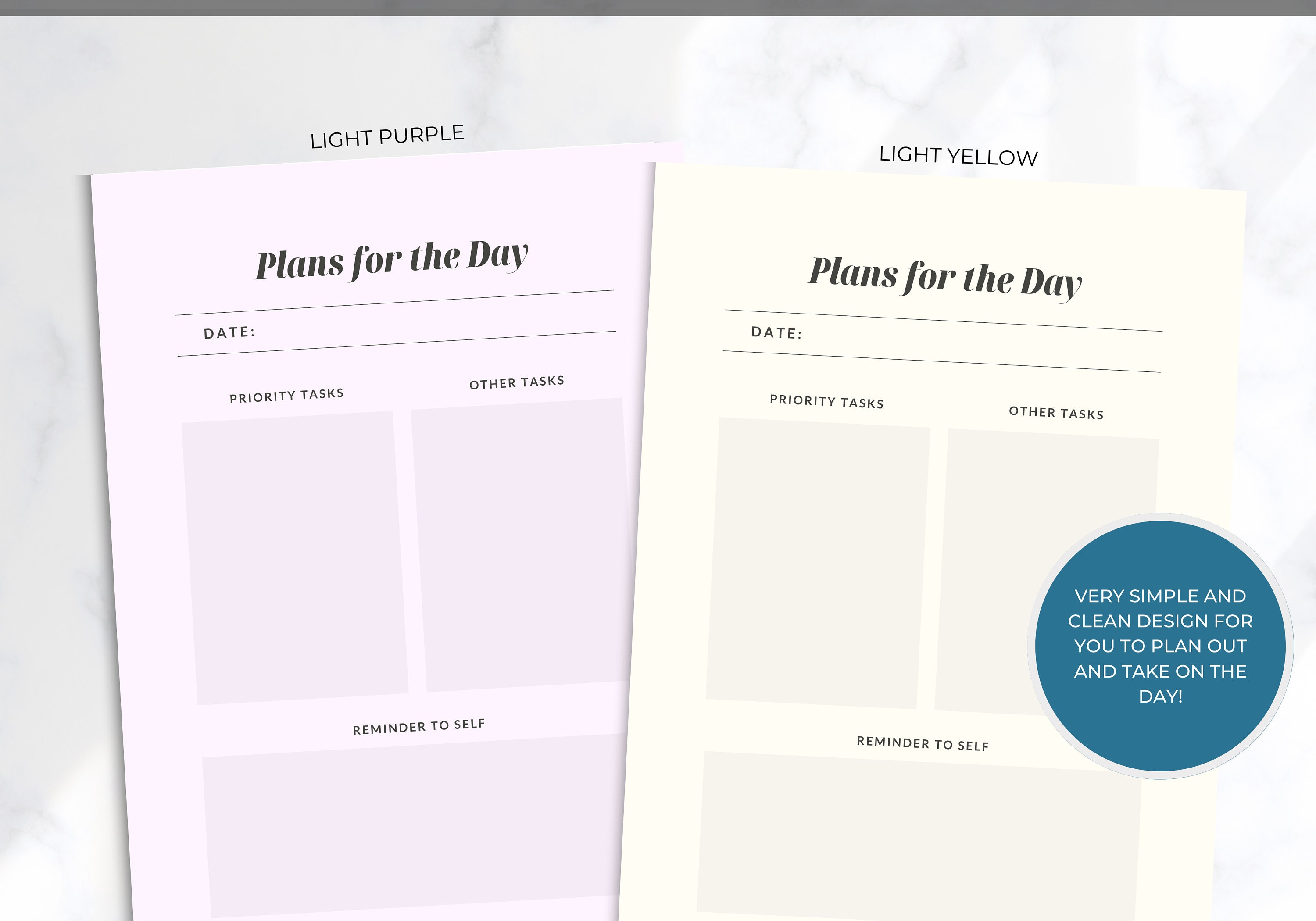 Simple Daily Planner Printable PDF A4 A5 US Letter Size Etsy