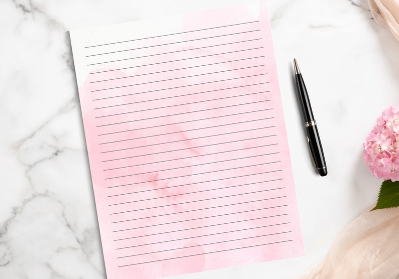 Lined Paper for Note Taking Printable Watercolor Paper Set Etsy