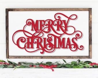 Christmas Glowforge Svg, Merry Christmas Svg, Christmas Sign Svg, Wood Sign Svg, Door Hanger Svg, Round Sign Svg, Laser Cut File