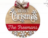 Christmas Glowforge Svg, Merry Christmas Svg, Snowflake Svg, Christmas Welcome Sign Svg, Door Hanger Svg, Round Sign Svg, Laser Cut File