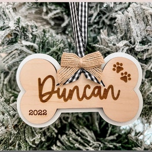 Ornamento natalizio a forma di osso di cane Glowforge Svg, Ornamento per cani Svg, Ornamento natalizio personalizzabile Svg, Glowforge Svg, File tagliato al laser