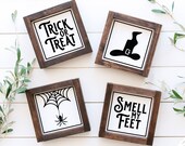 Halloween Sign Svg, Trick or Treat Svg, Spooky Svg, Witch Hat Svg, Spider Web Svg, Laser Cut File, Wood Sign Svg for Laser, Glowforge svg