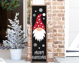 Merry Christmas Svg, Christmas Gnome Svg, Christmas Porch Sign Svg, Vertical Sign Svg, Christmas Svg, Porch Leaner Svg, Holiday Cut File