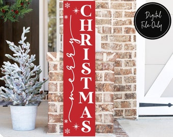 Merry Christmas Svg, Christmas Porch Sign Svg, Snowflakes Svg, Vertical Sign Svg, Christmas Svg, Porch Leaner Svg, Holiday Cut File