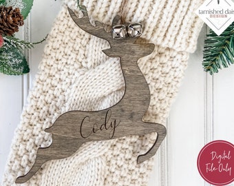 Stocking Tag Svg, Laser Cut File, Reindeer Christmas Stocking Tag Svg, Glowforge Svg, Christmas Glowforge, Laser Cut File