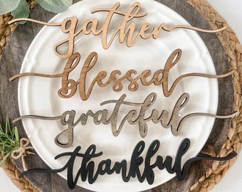 Thanksgiving Place Setting Words Svg, Thanksgiving Plate Words Svg, Laser Cut File, SVG for Glowforge, Fall Glowforge Svg, Holiday Svg