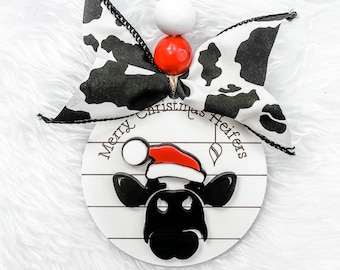 Christmas Ornament Glowforge Svg,  Merry Christmas Heifers Ornament Svg, Cow Christmas Ornament Svg, Glowforge Svg,  Laser Cut File