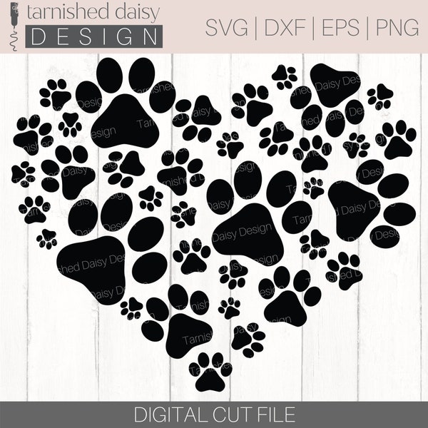 Paw Print Heart SVG, Paw Print SVG, Heart of Paws SVG, Paw svg, Dog svg, Digital Cut Files for Cricut and Silhouette