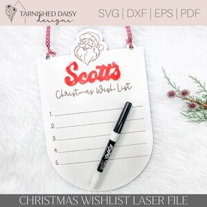 Nikolaus Weihnachten Wunschliste svg, Weihnachten Glowforge svg, Weihnachtswunschliste Laser-Datei, trocken abwischbare Weihnachtsliste svg