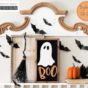 BOO Svg, Ghost Svg, Halloween Svg, Wood Sign Svg, Fall Svg, Autumn Svg, Glowforge Svg, Digital Cut Files