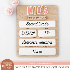 Placa SVG de volta às aulas, placa intercambiável de primeiro e último dia de aula, placa escolar reutilizável e apagável, suporte para fotos escolares, arquivo cortado a laser