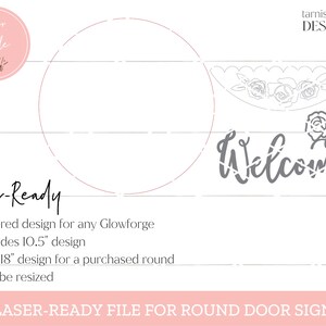Floral Welcome Sign Svg, Door Hanger Svg, Glowforge Svg, Front Door Svg, Round Sign Svg, Welcome Sign File, Laser Cut Files image 2