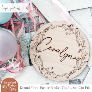 Easter Basket Tag Laser Cut File, Single Line Score File,Easter Basket Tag Svg, Glowforge Easter SVG, Customizable Easter Basket Name Tags