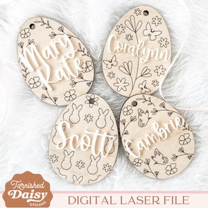 Etiqueta de cesta de Páscoa Svg, arquivo de corte a laser para etiqueta de cesta de Páscoa, Glowforge Easter SVG, etiquetas de nome de cesta de Páscoa personalizáveis, Glowforge Svg