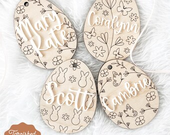 Etiqueta de canasta de Pascua Svg, Archivo de corte láser de etiqueta de canasta de Pascua, Glowforge Easter SVG, Etiquetas de nombre de canasta de Pascua personalizables, Glowforge Svg