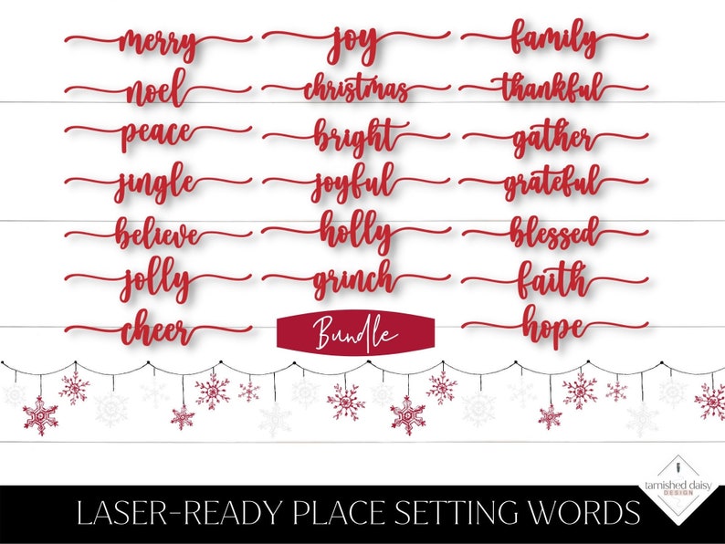 Christmas Place Setting Words Svg Bundle Holiday Plate Words Etsy