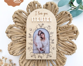 SVG personalizado dia das mães floral moldura ímã de geladeira, chaveiro de arte de impressão digital, presente sentimental dia das mães, arquivo a laser, pontuação gravar