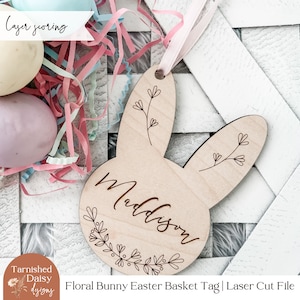 Easter Basket Tag Svg, Easter Basket Tag Laser Cut File, Single Line Score File, Glowforge Easter SVG, Customizable Easter Basket Name Tags